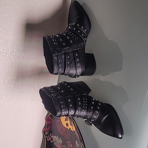Studded Black Ankle Boots - Picture 6 of 10